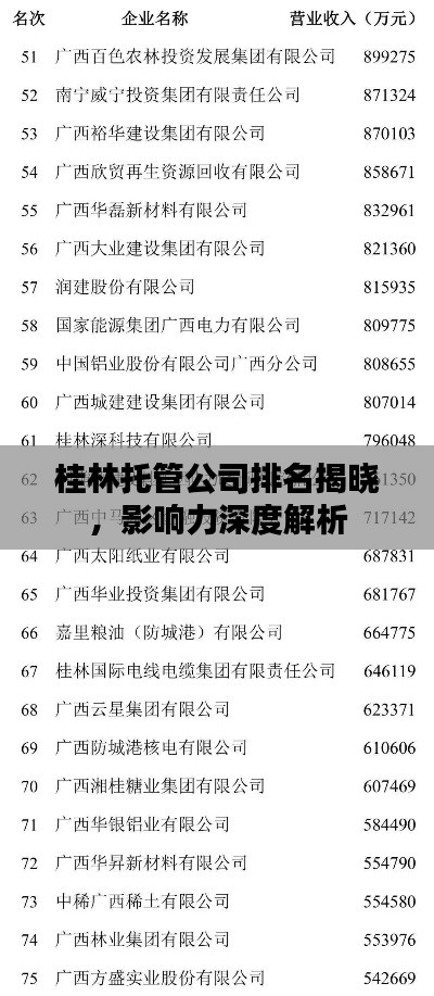 桂林托管公司排名揭晓,影响力深度解析